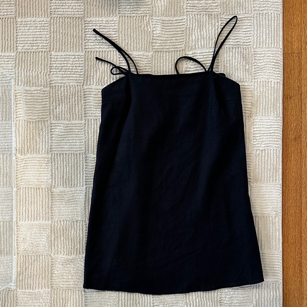 Reformation Black Linen Mini Dress